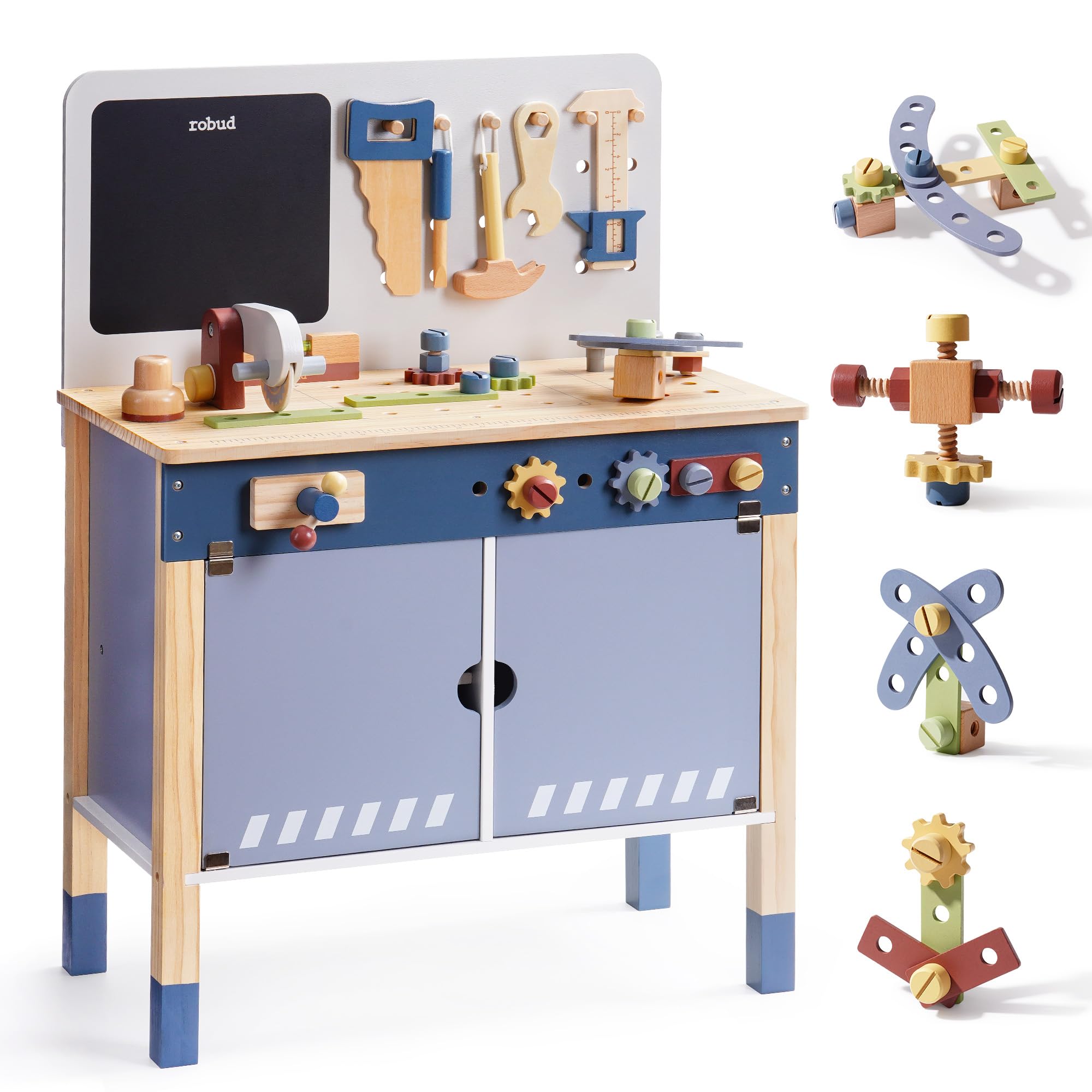 ROBUD Wooden Toy Workbench Pre - Tools Workshop Kids 评论和价格