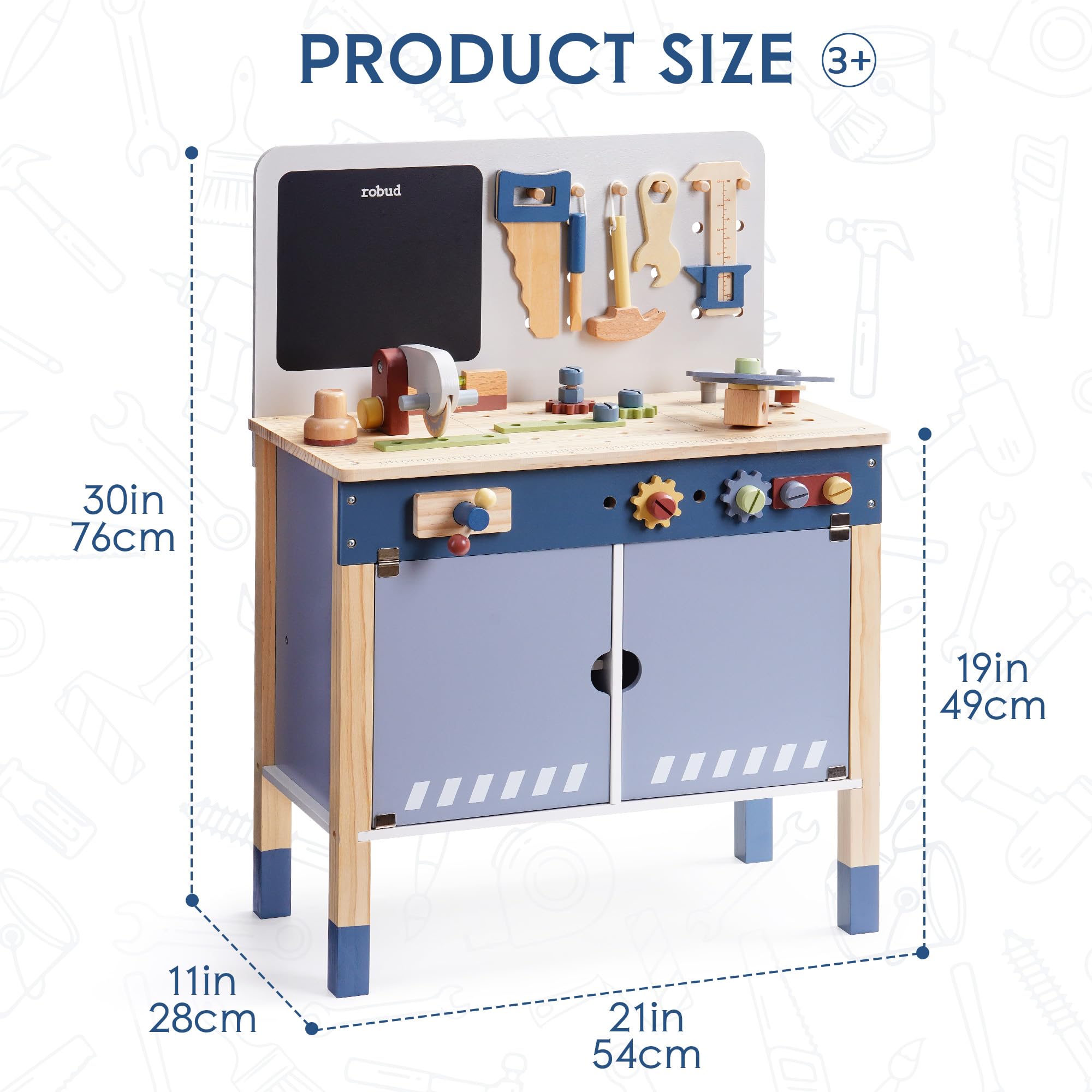 ROBUD Wooden Toy Workbench Pre - Tools Workshop Kids 评论和价格
