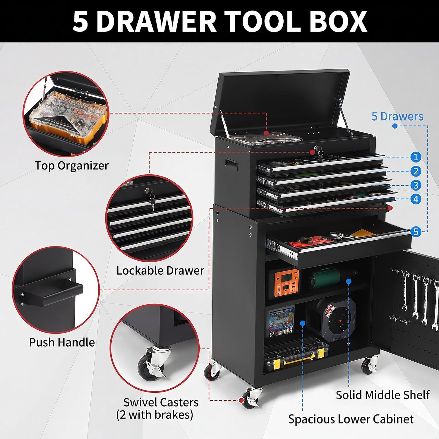 5 Drawer Rolling Tool Cabinet  - Special Workshop Tools 评论和价格